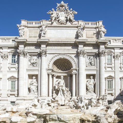 Toss a coin in the Trevi Fountain, a couple of hundred metres away – turn your back and with your right hand, throw it over your left shoulder