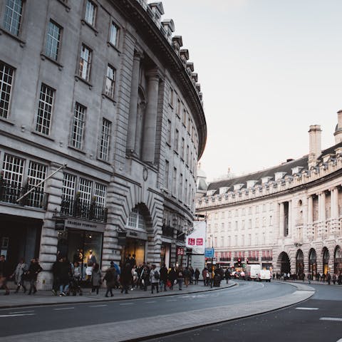 Go shopping on Regents Street, just moments away