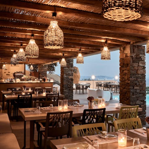 Make the most of the cosy on-site restaurant and pool bar