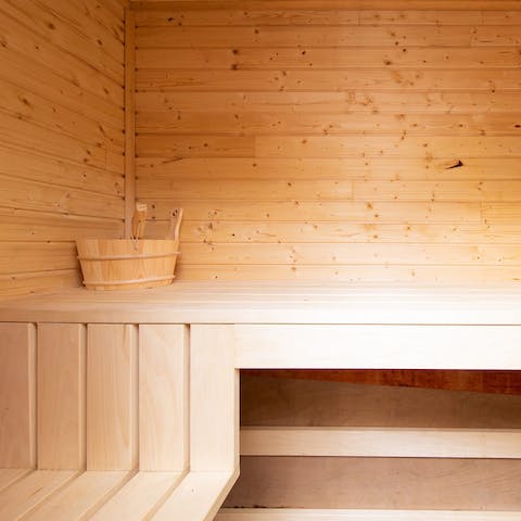 Unwind in the private sauna after spending the day sightseeing