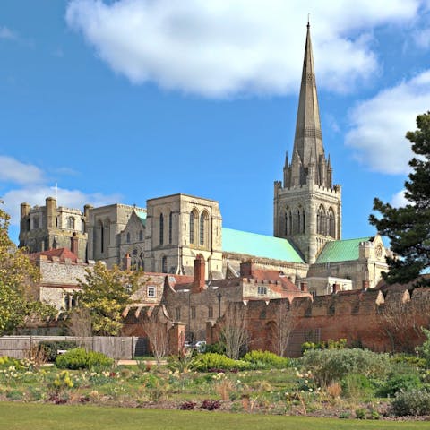 Visit Chichester's 900-year old cathedral, a five-minute walk away