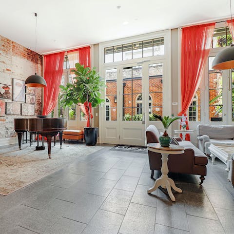 Hang out in the building's beautiful piano lobby