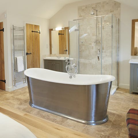 Unwind in the bath tub at the end of a long day in the Cumbrian countryside