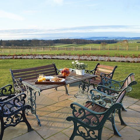 Enjoy afternoon tea on the patio after a trip to 'Long Meg and her Daughters'
