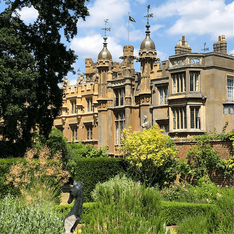 Visit Knebworth House, a Tudor home dating back to 1490 – a thirty-minute drive away