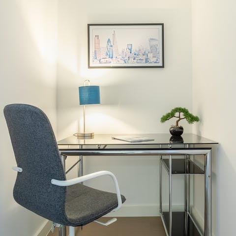 Catch up on work at the dedicated desk space using the home's speedy wi-fi