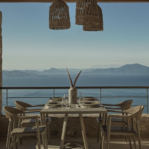 Savour beautiful views across the Pagasetic Gulf from the terrace 