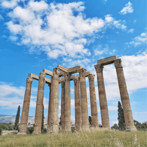 Gaze up at the Temple of Olympian Zeus, fifteen minutes away on foot