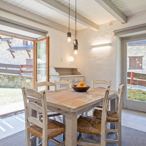 Fuel up for an afternoon on the slopes with Spanish omelettes and a cafe con leche around the dining table
