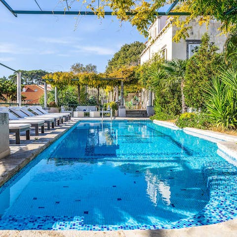 Swim gentle laps in the private swimming pool