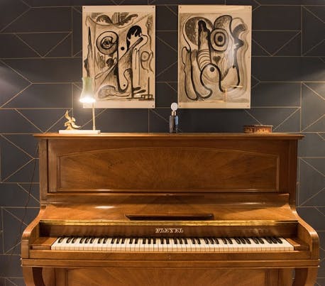 The varnished Pleyel piano