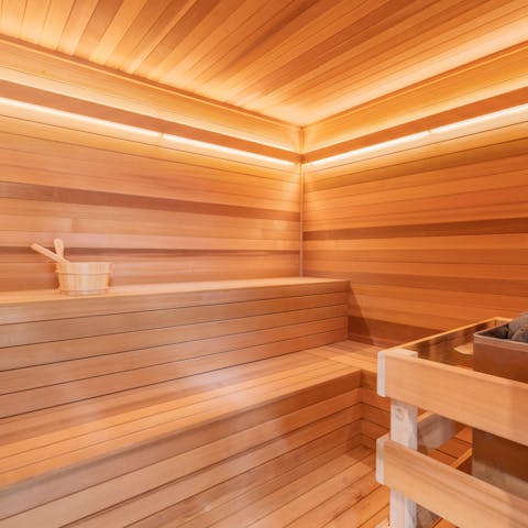 Feel a wonderful sense of wellbeing after a session in the sauna