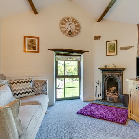 Keep your toes toasty by the wood-burning stove on chilly evenings