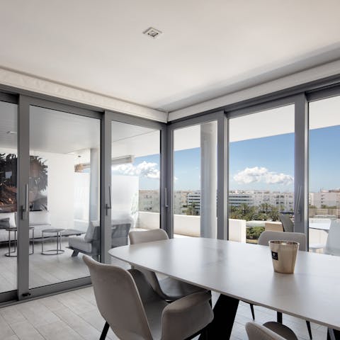 Enjoy breakfast with a view from the sleek dining area