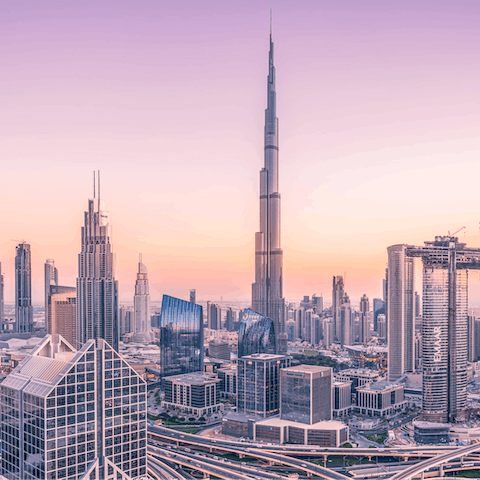 Visit the iconic Burj Khalifa, a short drive away