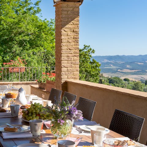 Enjoy your meals in the outdoor dining area, overlooking splendid views