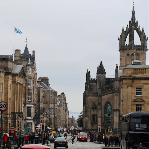 Take in the atmosphere on The Royal Mile, a fifteen-minute walk from this home