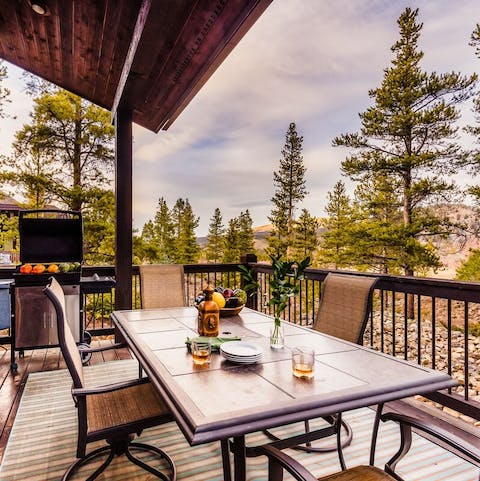 Dine on from the grill on the forest balcony