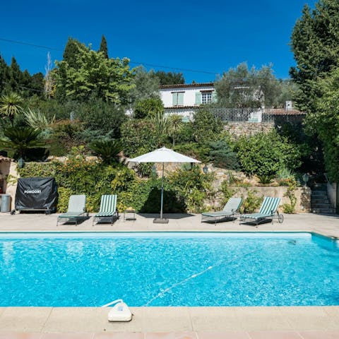 Cool off from the French sun in the sparkling pool