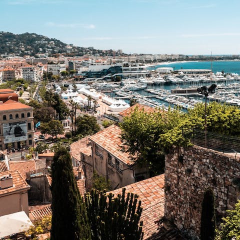 Explore chic Cannes, a thirty-five-minute drive from this home
