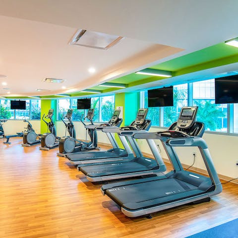 Keep on top of your fitness routine at the onsite gym 