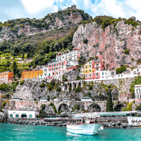 Explore the stunning Amalfi coast – your home is a fifteen-minute walk from the beach