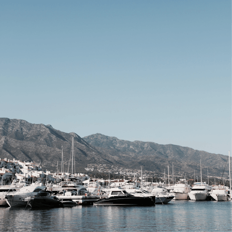 Drive ten minutes to Puerto Banus and watch the yachts arrive in the harbour