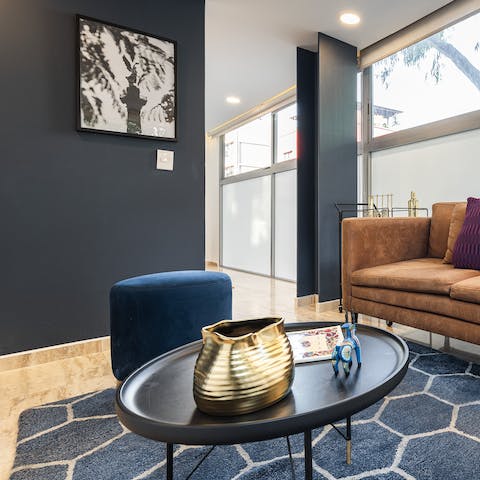 Admire the locally-sourced decor and art