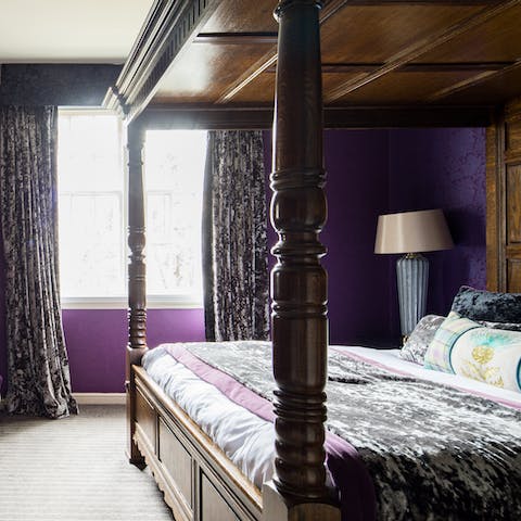 Sleep like royalty on the antique four-poster bed