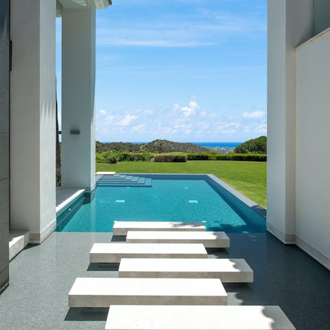 Skip along the stepping stones and into the private outdoor pool