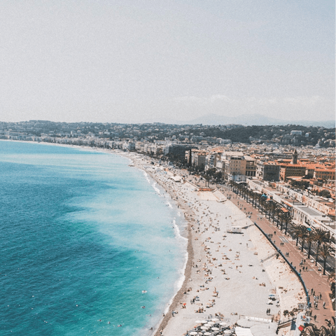 Take a stroll along Nice's gorgeous beach – just seconds from the front door