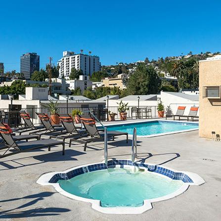 Take a dip in one of the communal pool or hot tub