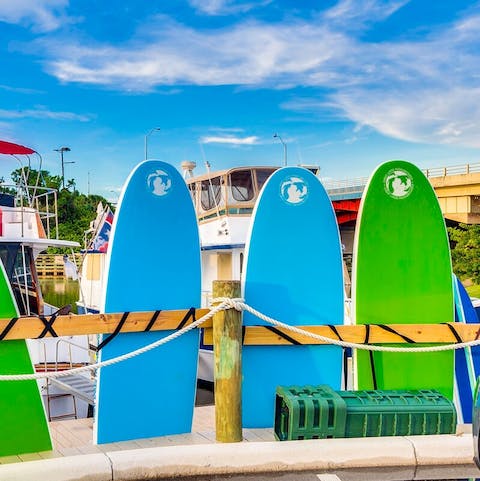 Rent paddleboard at the resort's marina