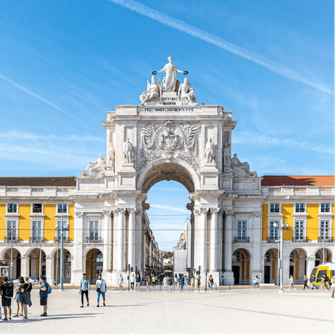 Make a beeline for bustling Praça do Comércio, a one-minute walk away