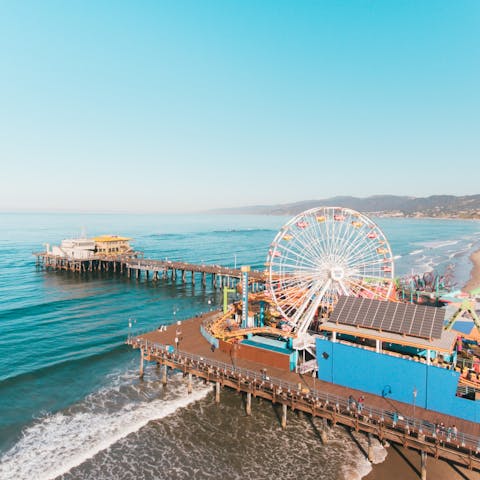 Stroll along Santa Monica's storied pier, a twenty-minute drive away