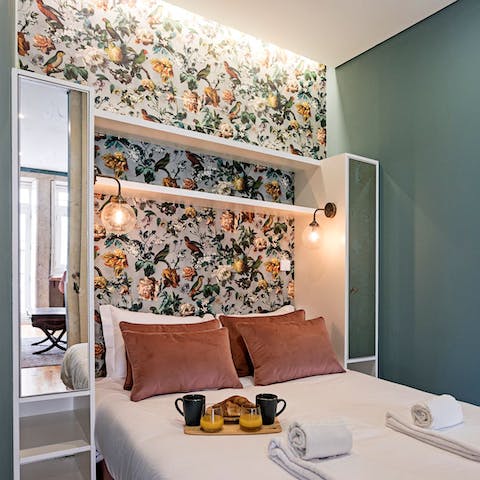 Treat yourself to breakfast in the charming bedroom