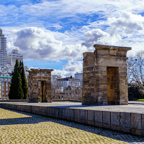 Visit the ancient Egyptian Temple of Debod, also a ten-minute stroll from your door