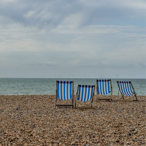 Walk ten minutes to the beach and spend the day splashing in the waves
