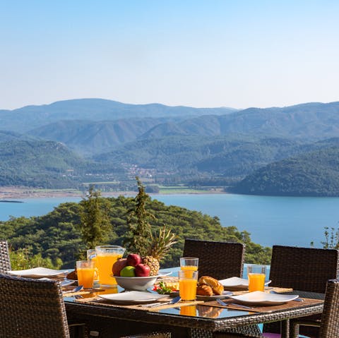 Lay on an alfresco breakfast spread and drink in the views as you eat