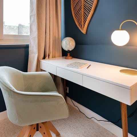 Try penning a novel at the chic writing desk
