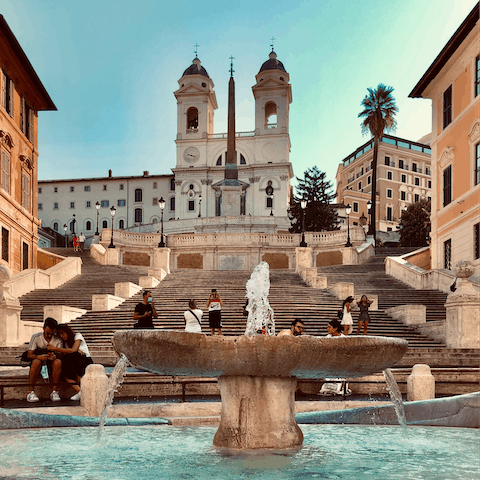 Visit the famous Spanish Steps, a short walk from the apartment 
