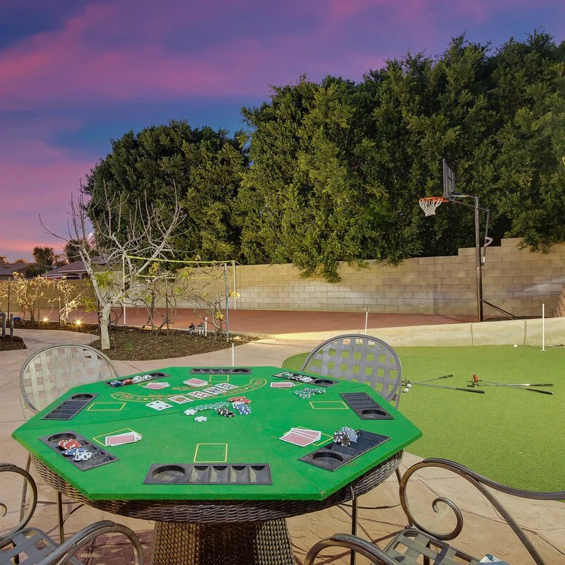 Get competitive with a game of volleyball, poker or basketball