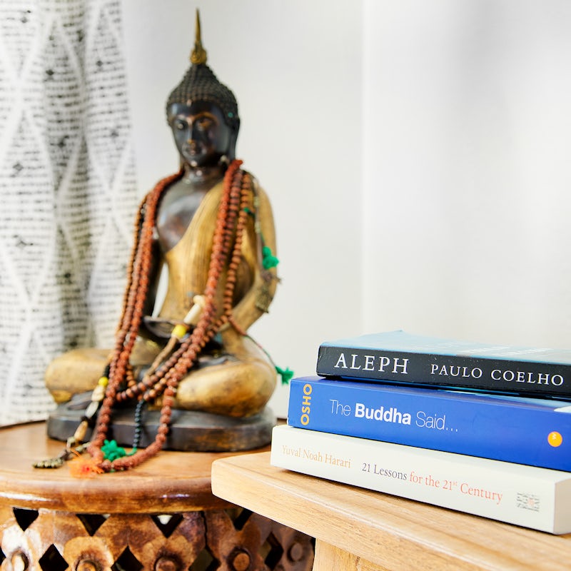 Admire the host's personal art and literature collection