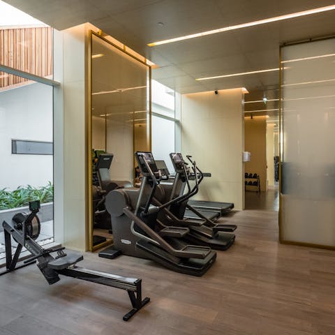 Keep on top of your workout regime in the building's state-of-the-art gym