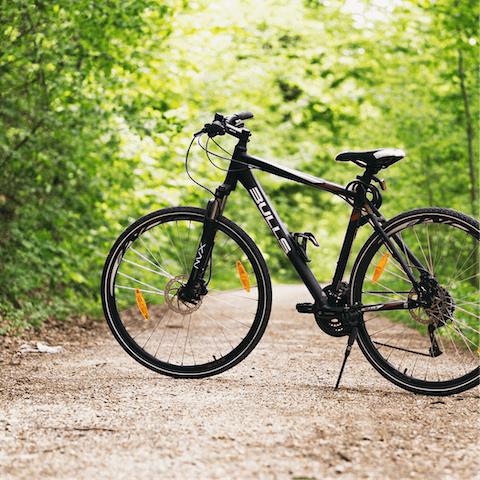 Hop on your bike to explore the Woodchester Cycle Trail – the path leads close to your door