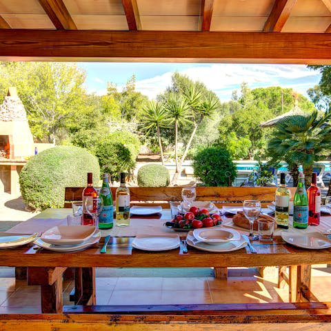 Enjoy delicious Spanish tapas and wine in the outdoor dining area 