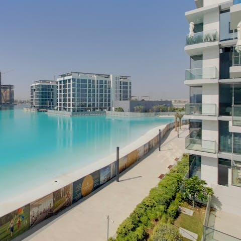 Step out onto your balcony and get an eyeful of the famous Crystal Lagoon while savouring your morning coffee