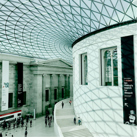 Check out the latest exhibitions at the British Museum, only fifteen minutes away on foot