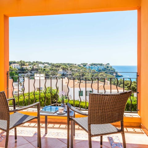 Enjoy the views across Cala Galdana from the balcony