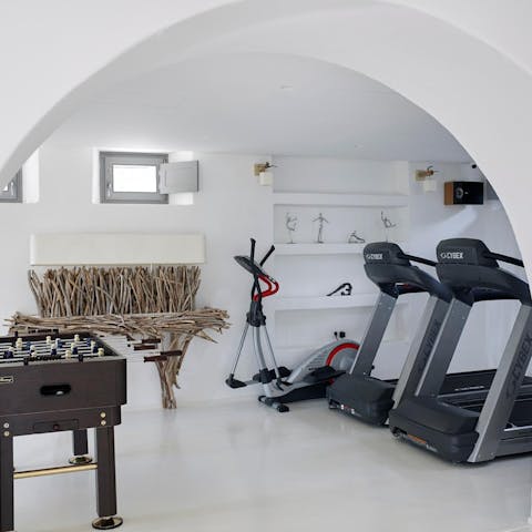 Start the day with a workout in the home's gym